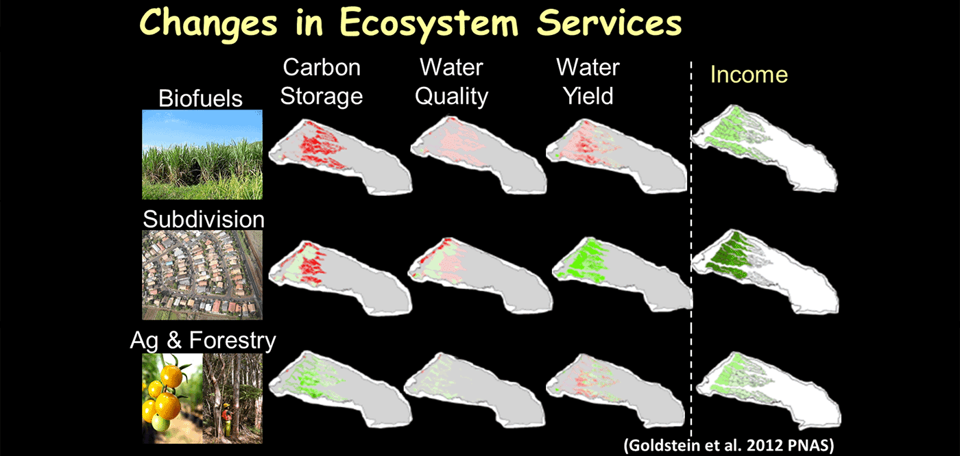 The figure shows scenarios based on three patterns of land use