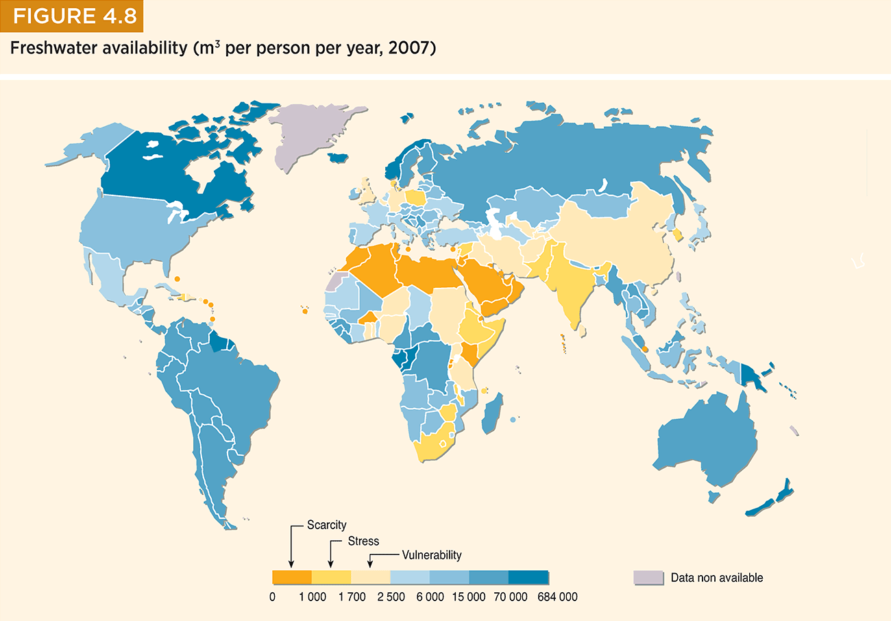 Water Scarcity in the World based on the Falkenmark indicator